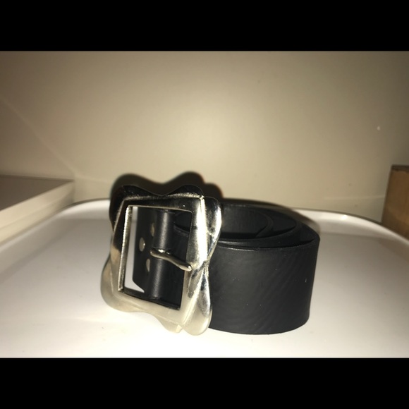 Authentic Italian heavy silver buckle leather belt - Picture 4 of 4